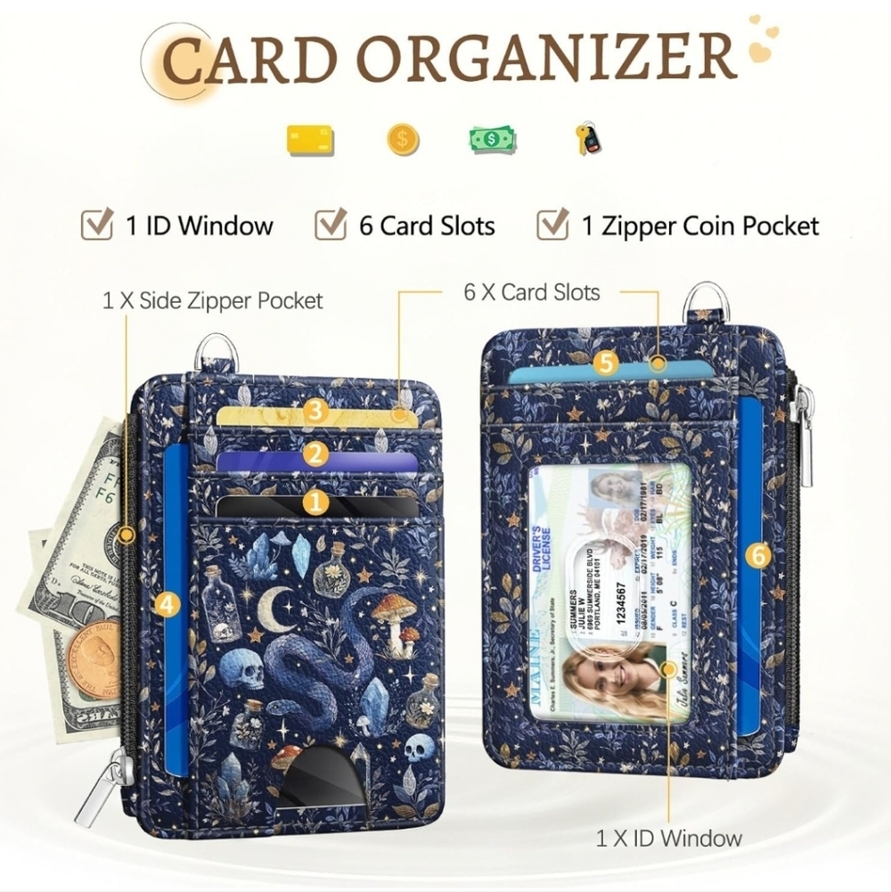 Blue Floral Card Organizer